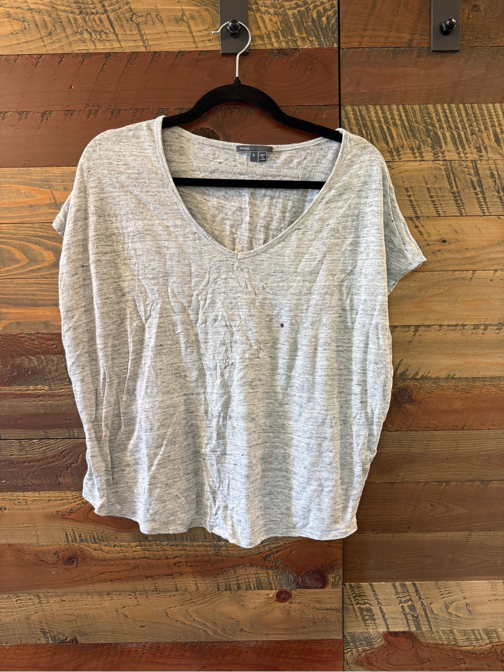 Vince Light Gray V-Neck Short Sleeve Top